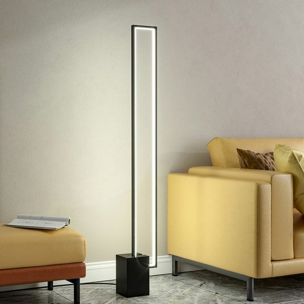 Metal Rectangular LED Floor Lamp with Black Base Floor Lamps Living and Home