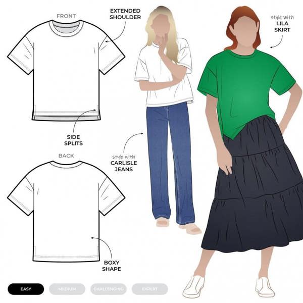 Style Arc Sewing Pattern Hayden Knit Tee - Tops for Women - Easy