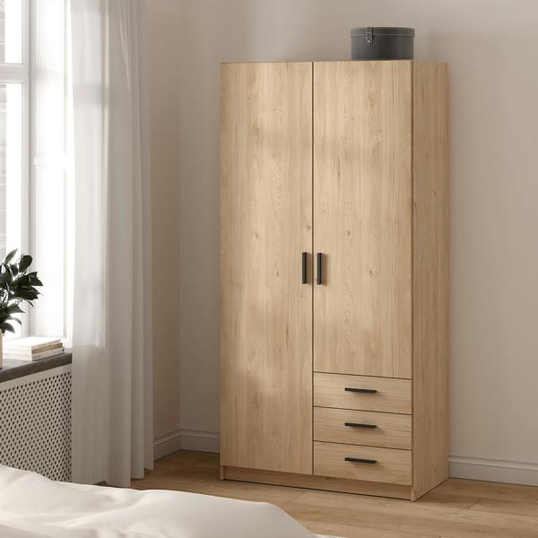 Furniture To Go Sprint Wardrobe with 2 Doors + 3 Drawers in Jackson Hickory