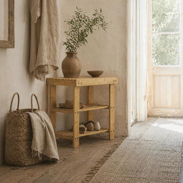 Wyld Haus Tono Keel Bamboo Natural 2 Tier Shoe Storage Bench
