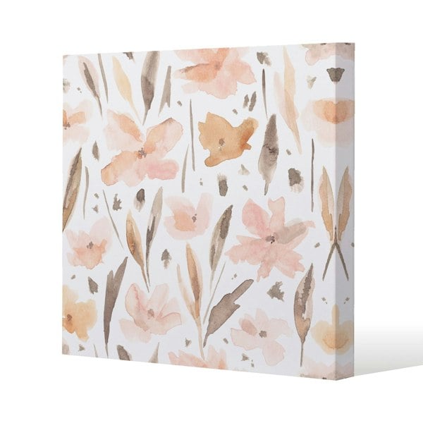 Benjamin Tate Design Pink Watercolour Slim Style Canvas Print  50x50cm , 15mm Slim Real wood.