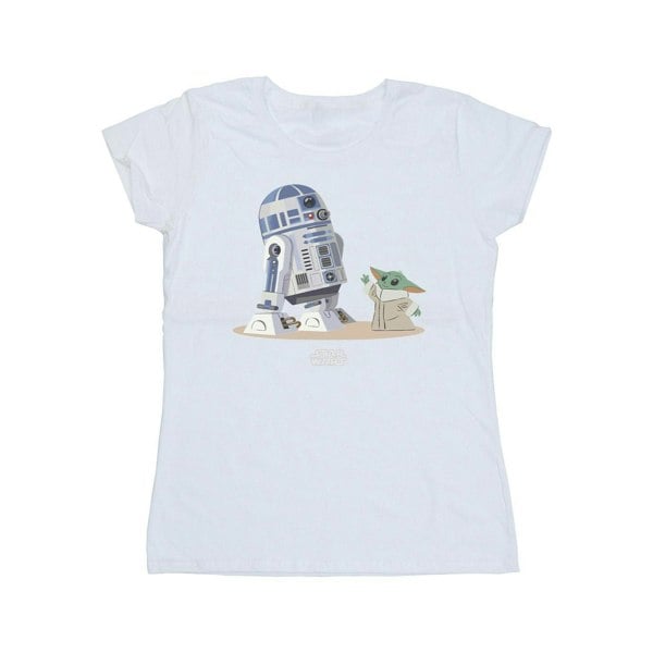 Star Wars Womens The Mandalorian R2D2 And Grogu Cotton T-Shirt - White