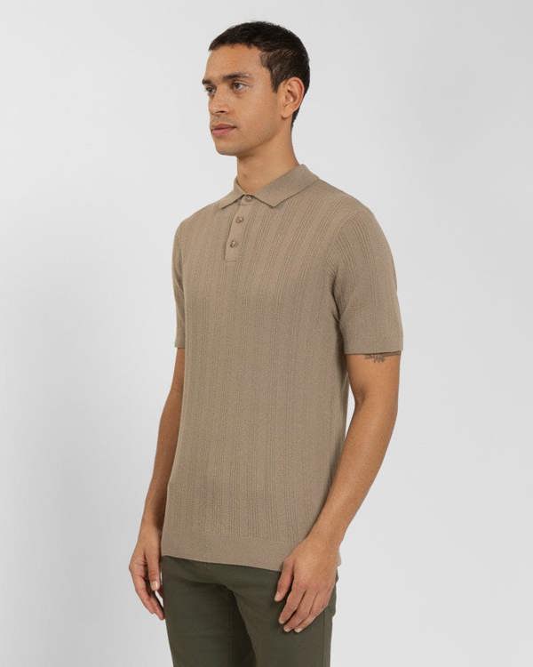 Steel & Jelly Textured Stripe Short Sleeve Polo Shirt