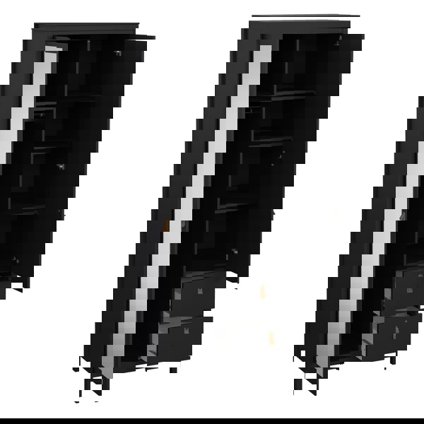 Furniture To Go Barcelona Wardrobe with 1 door + 1 mirror door + 2 drawers Matt Black