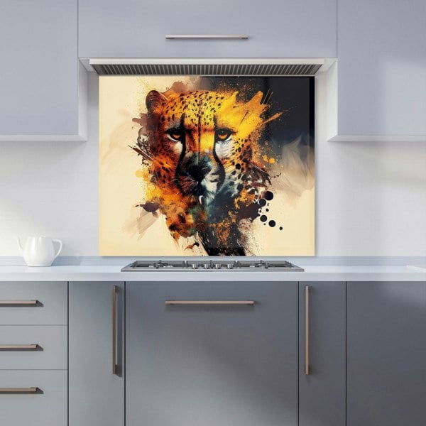 Warren Reed - Designer Cheetah Face Splashart Kitchen Splashback