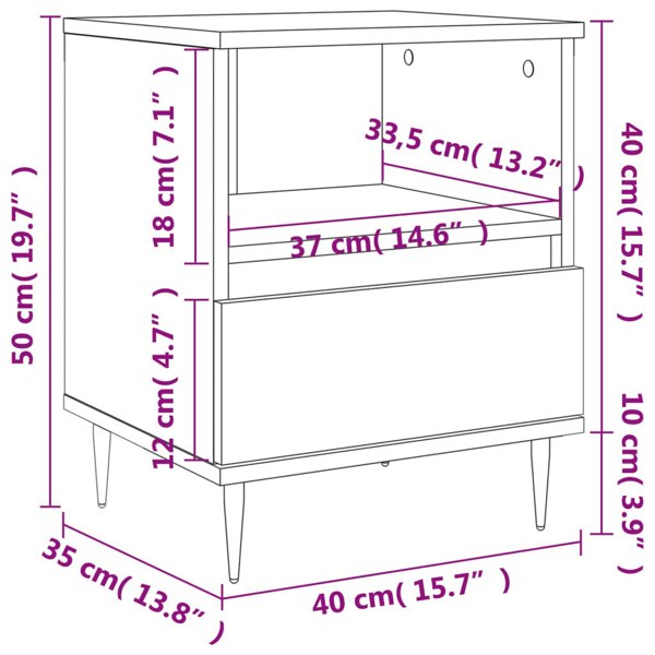Berkfield Bedside Cabinet Concrete Grey 40x35x50 cm Engineered Wood
