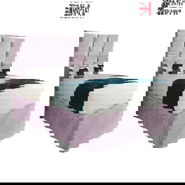 Casa Magna Caprio Upholserted Floorstanding Headboard With Divan Bed Frame - Pink