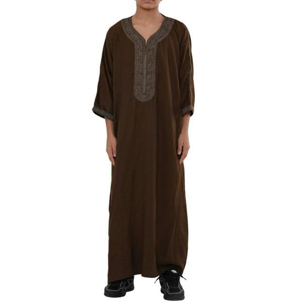 Boy's Moroccan Thobe Half Sleeve Gandoura Embroidery Kaftan-TruClothing