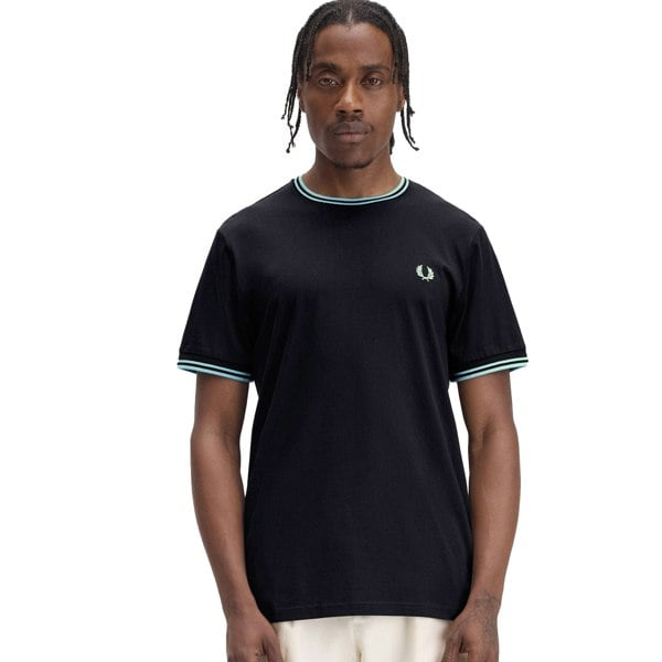 Fred Perry Twin Tipped T-Shirt Navy/Mint Blue