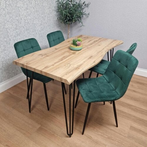 Kosy Koala Dining Table Set With 4 Green Velvet Chairs Modern Kitchen Dining Room Furniture