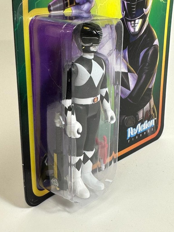 Re Action Figure Super 7 Black Ranger Mighty Morphin Power Rangers 3.75 Inch Re Action Super7