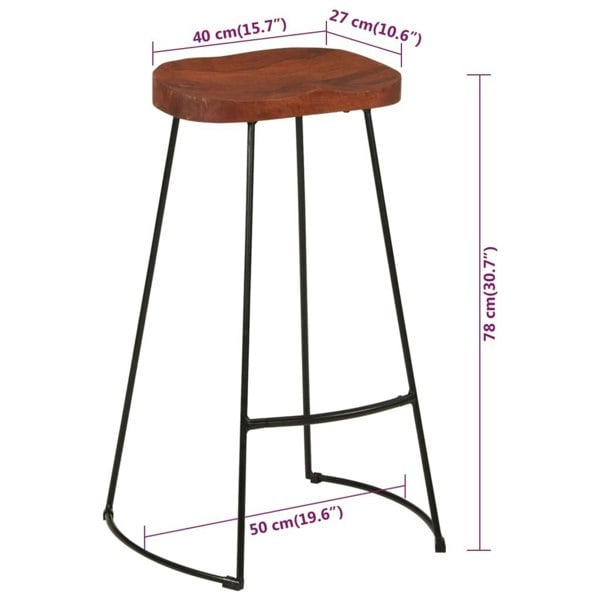 Berkfield Gavin Bar Stools 2 pcs 50x40x78 cm Solid Wood Mango