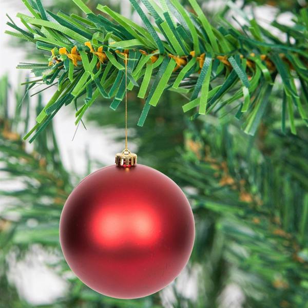 Shatchi 15cm Christmas Bauble Set, 3 Pieces, Shatterproof Dark Red Tree Decorations