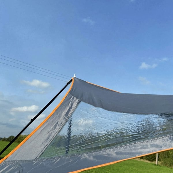 An image of the clear window of the Modern Shade Canopy from OLPRO.