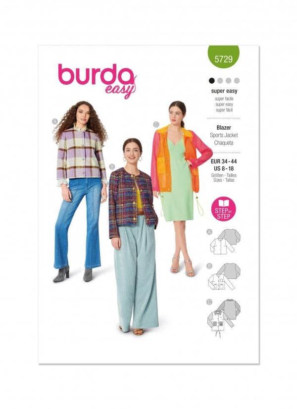 Burda Sewing Pattern 5729 Jackets For Women, 8-18 (34-44) - Easy