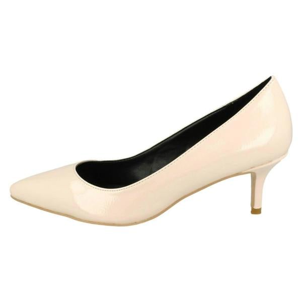 Anne Michelle Ladies Anne Michelle Kitten Heel Crinkle Patent Court Shoes