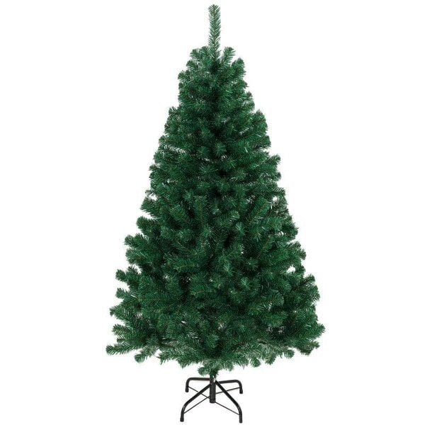 Bobobiy 5ft Artificial Christmas Tree, Fir Hinged Xmas Tree with 420 Branch Tips, Foldable Steel Stand, Green