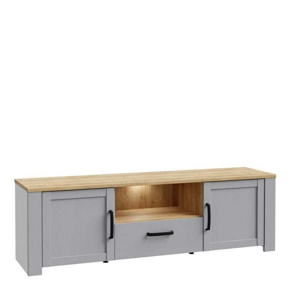 Furniture To Go Bohol 2 Door 1 Drawer TV Unit in Grey/Riviera Oak