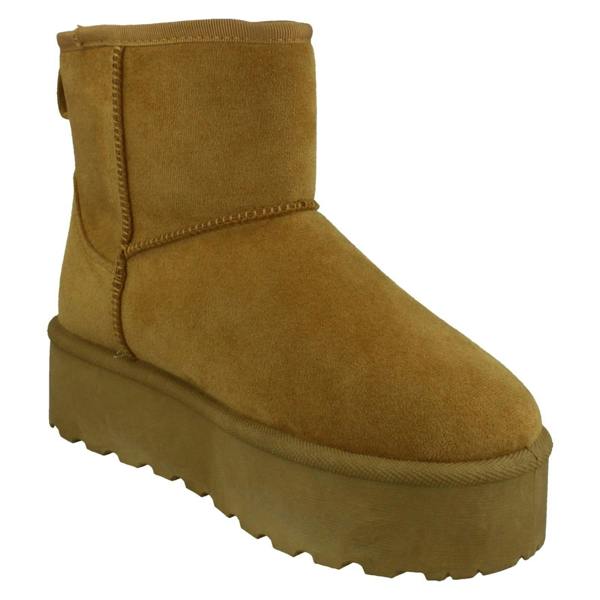 Spot On Ladies Spot On Mid Platform Microsuede Ankle Boots F4464