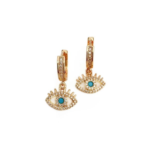 Luxe Tones Nyra Evil Eye Jewelled Huggie Hoop Earrings