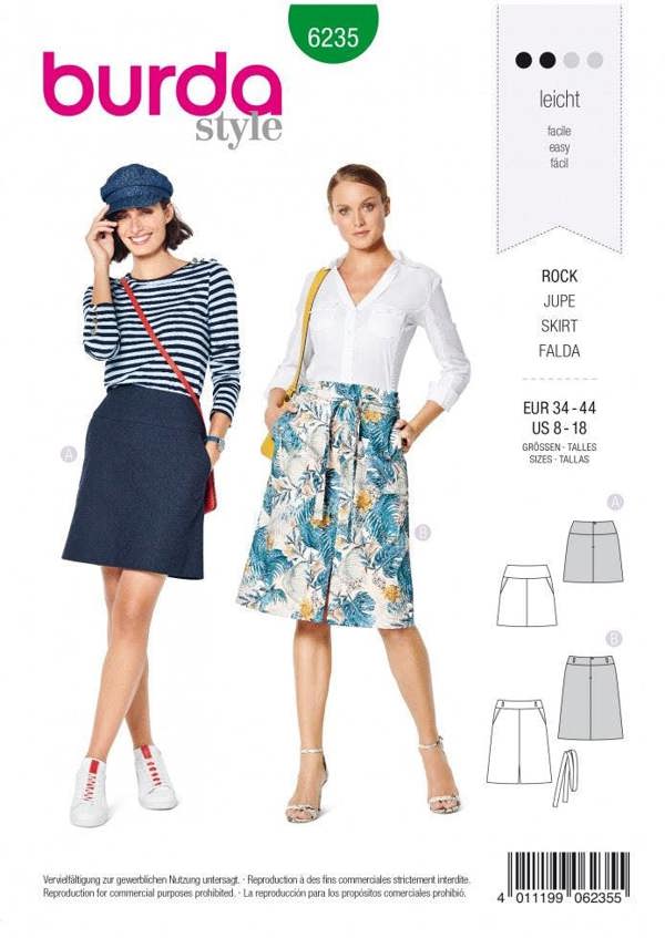 Burda Sewing Pattern 6235 Skirts For Women, Sizes 8-18 - Easy