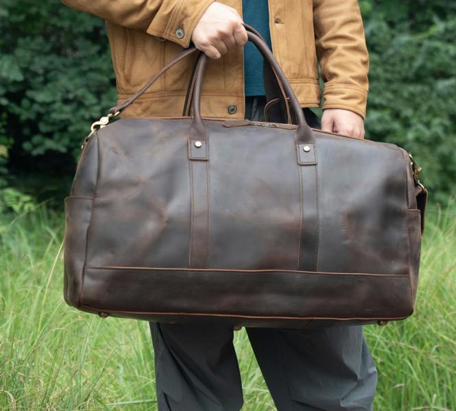 Touribag Genuine Leather Holdall Dark Brown