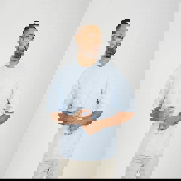 Brave Soul Light Blue Short Sleeve Knitted T-Shirt - Light Blue Image 1