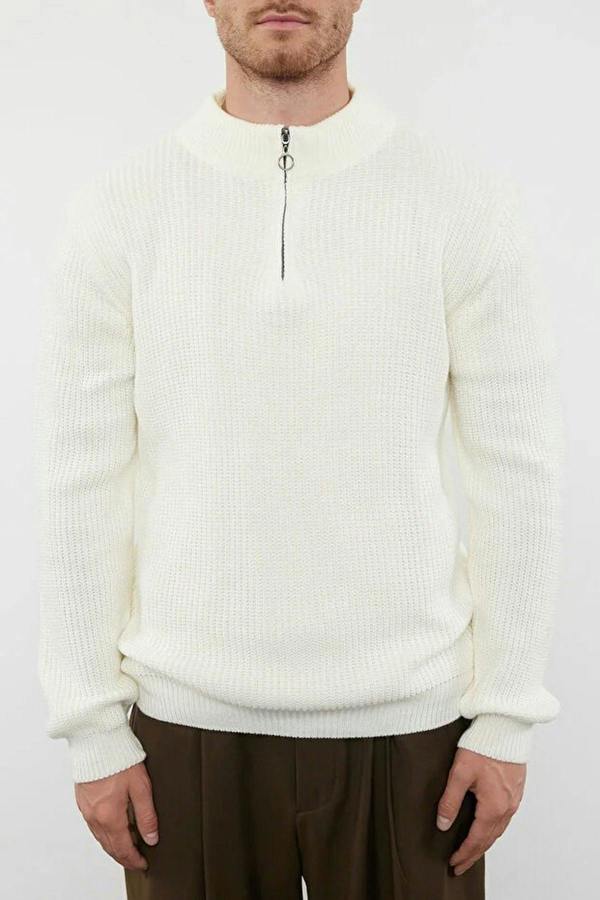 WOVCOR Regular Fit Half Turtleneck Zippered Men's Sweater
