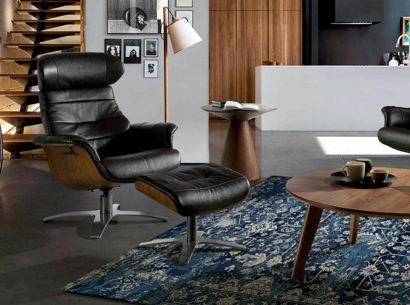 Angel Cerdá Chocolate brown leather swivel recliner armchair 5034