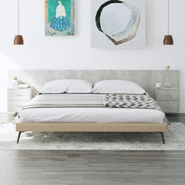 Berkfield Bed Headboard with Cabinets Concrete Grey Engineered Wood