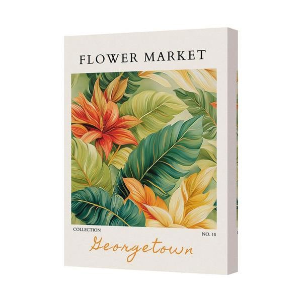 Benjamin Tate Design Georgetown Flower Market Botanical Canvas Art Print Handmade In UK