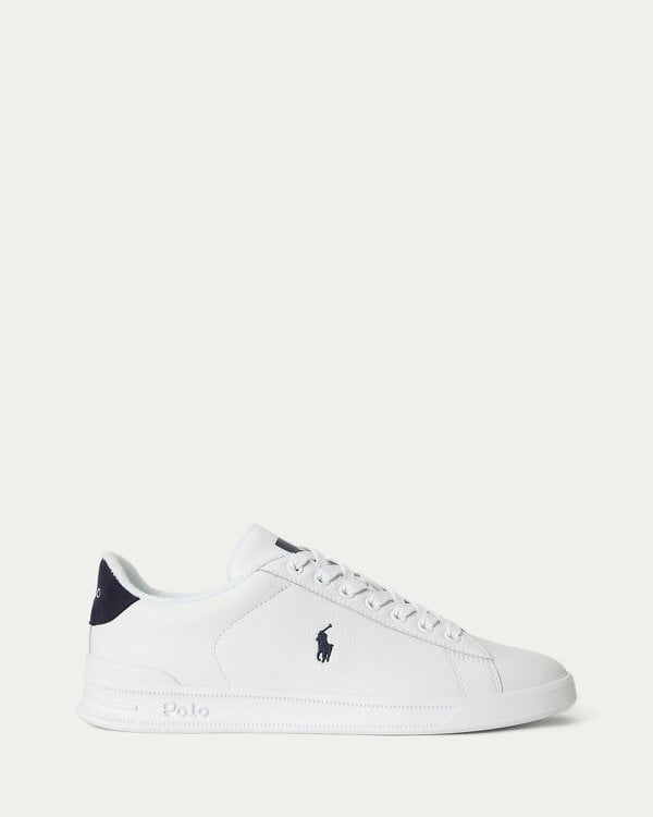 Ralph Lauren Heritage Court II Mens Leather Sneaker - White/Navy