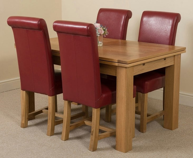 That's Furniture Richmond Medium Oak Extendable Dining Table with Washington Leather Chairs