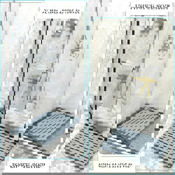 MANTRARAJ Bamboo Bathroom Bath Mat 60x35cm Non-Slip Feet Ideal for Indoor & Outdoor Use Bathroom Duckboard