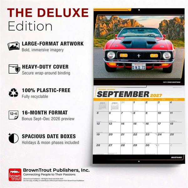 Mustang Deluxe Calendar 2027, Deluxe Calendars, Month To View, Transport, Gift