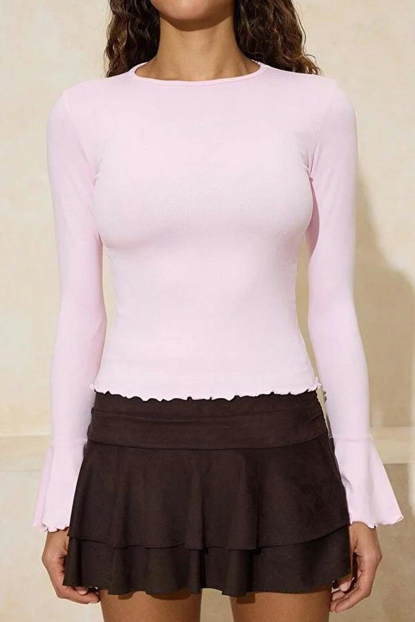 WOVCOR Ruffled Soft Knit Blouse