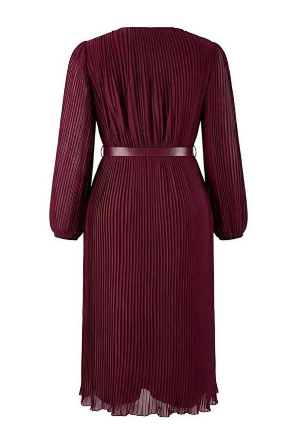 WOVCOR Pleated Belted Midi Woven Plus Size Dress