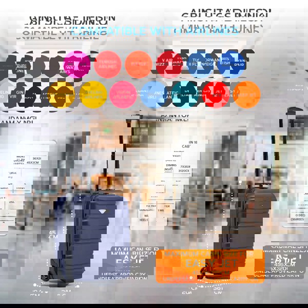 Flight Knight 45x36x20cm EasyJet Free Cabin Bag 2 Wheel Suitcase Hard Shell Carry On