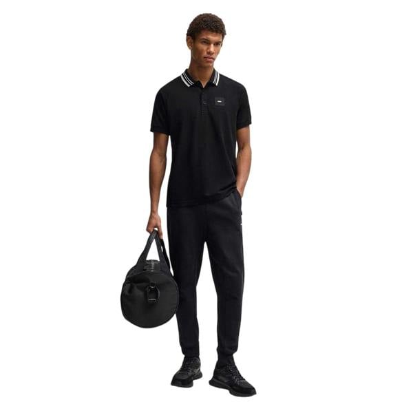 Boss Mens Collared Regular Raglan Polo Shirt - Black - 