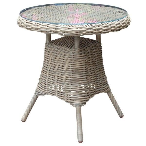 Wyld Haus Costa Outdoor Wicker Round Bistro Table With Glass Top