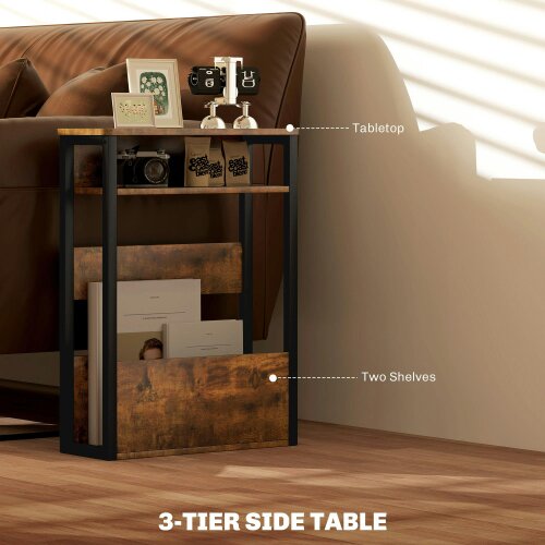 Wyld Haus Novizi Metal And Wooden Black And Brown Industrial Style Side Table