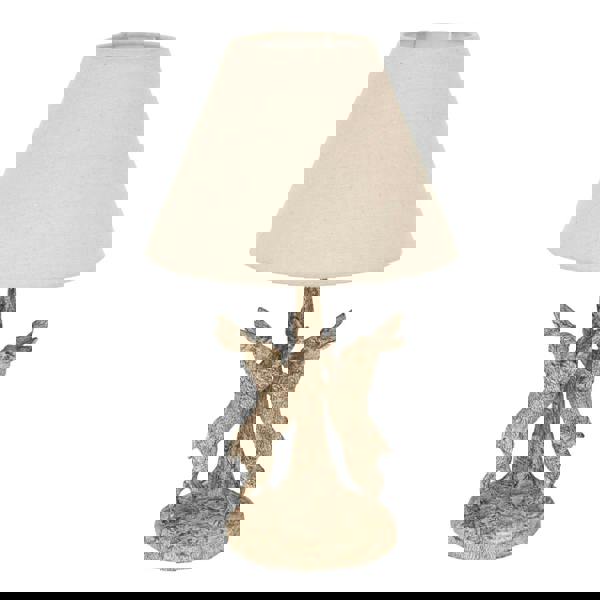 Hill Interiors Marching Hares Stone Wash Table Lamp (UK Plug) - Brown Stonewash - 