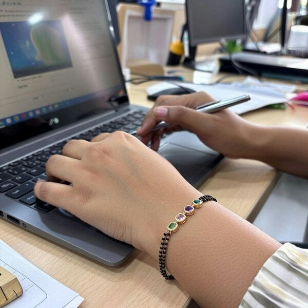 The Colourful Aura Multicolour Round Zircon Adjustable beaded Bracelet