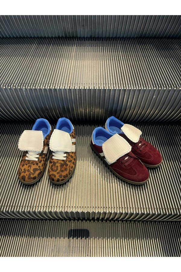 Johanna Lace-up Flip Tongue Round Toe Trainers - Leopard