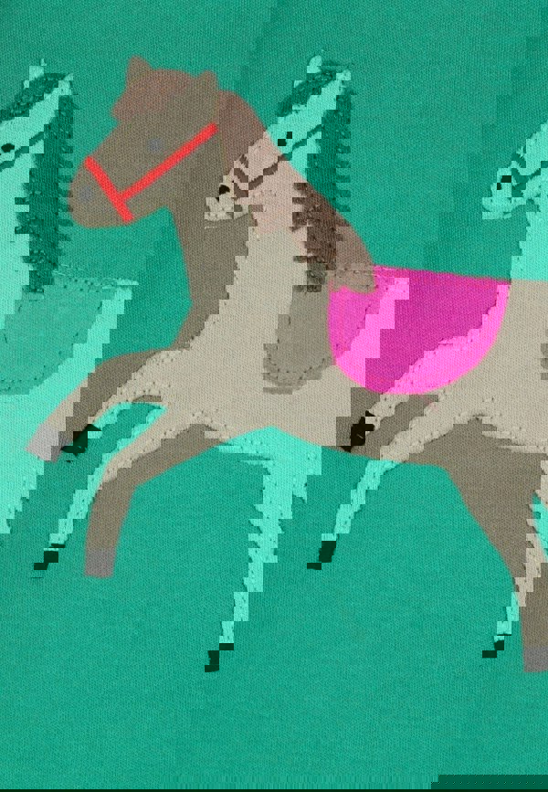 Organic Green Horse Applique Long Sleeved T-Shirt - Toby Tiger