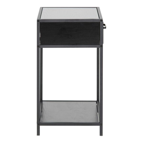 Wyld Haus El Paso Black Bedside Table 1 Drawer Bottom Shelf
