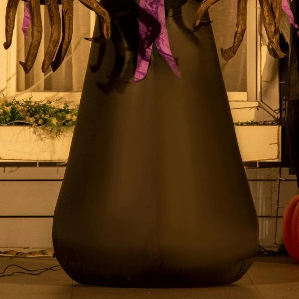 Inflatable vampire costume bottom hem in black fabric with rounded base