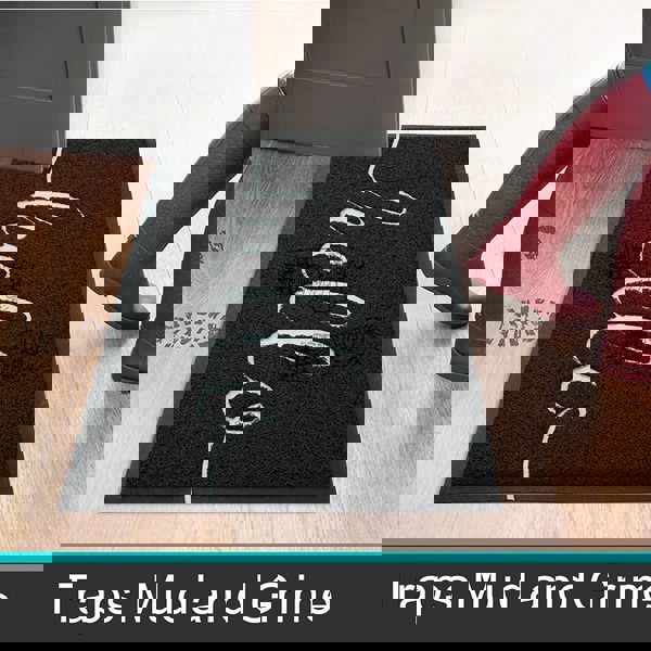 Anyhouz Anymat Doormat Black Hello Lettered PVC Non Slip Dirt Trap Absorbent Mat