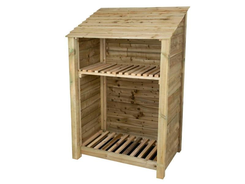 Arbor Garden Solutions Wooden Log Store with Shelf W-119cm, H-126cm Or 180cm, D-88cm