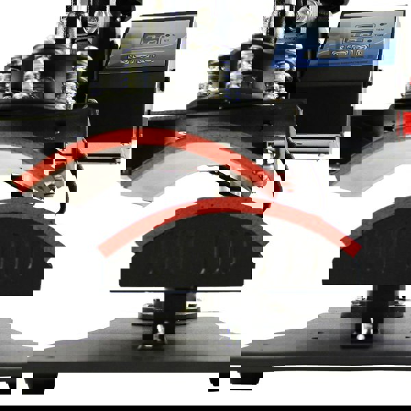 PixMax Sublimation Cap Heat Press Machine with curved heating plates, sturdy base, and digital control panel for precise temperature settings